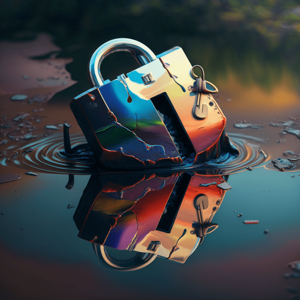 a broken lock and reflection